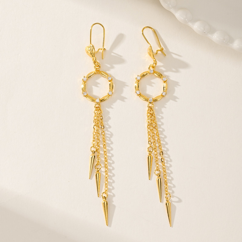 Light Luxury Earrings, Gold Plated Copper, High-End Exquisite Drop Earrings, Stylish Fashion Tassel Earrings for Wome...