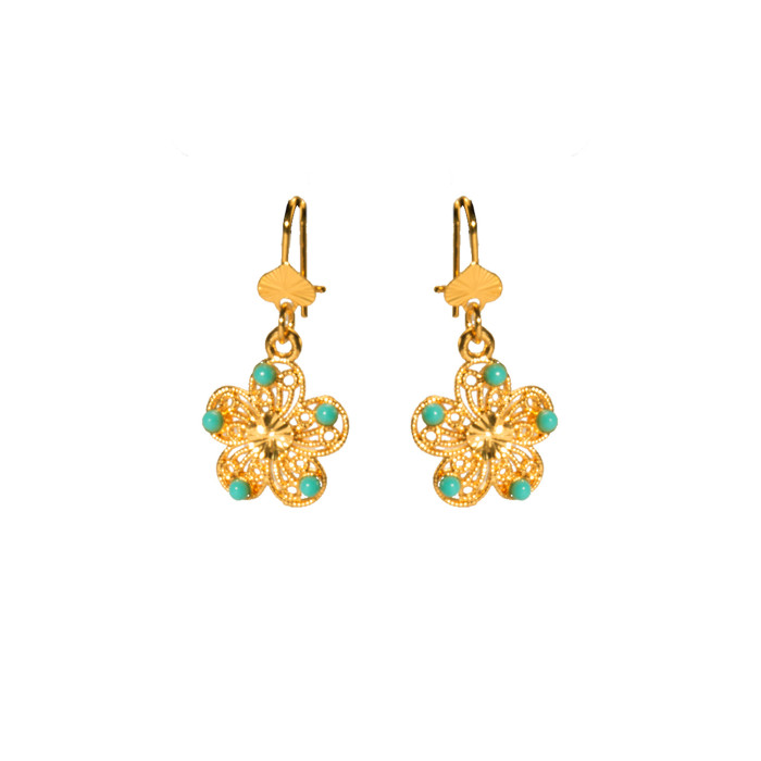 Amazon Jewelry: Gold Plated Copper Imitation Floral Earrings for Women, Vintage Simple Niche Design
