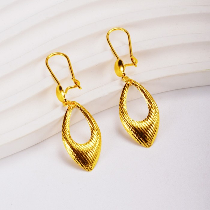 High-End 24K Plated Copper Earrings Gold Set Simple Luxury Trendy Vintage Earrings, Jewelry Sets, 24K Gold Plated Copper