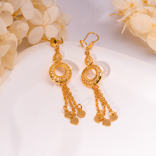 Ethnic-style Gold Plated Earrings, High-end Niche Jewelry for Women, Long-lasting Color Retention, Imitation Gold Tas...