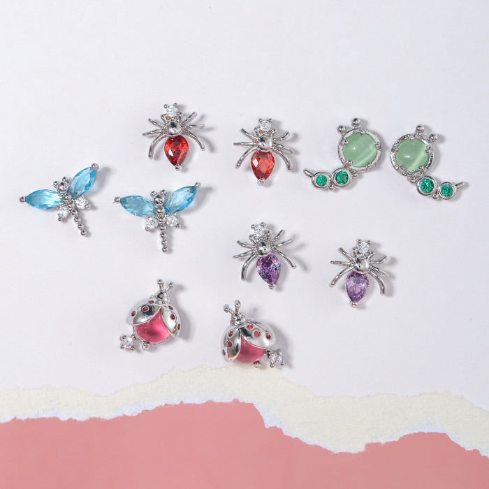 S925 Silver Needle Insect Series Earrings, High-end New Niche Personalized Spider and Dragonfly Earrings Wholesale, 9...