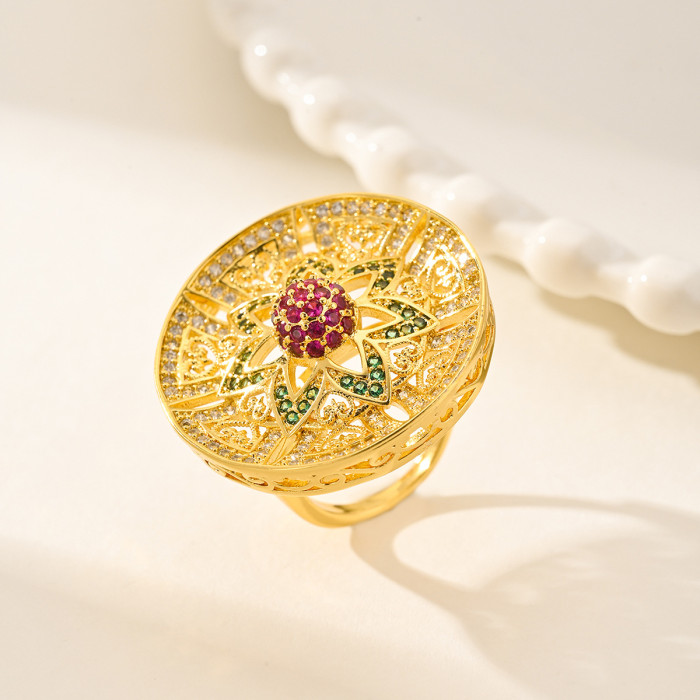 Vintage Colorful Zircon Statement Ring