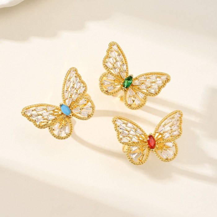Butterfly Zirconia Gold Plated Ring