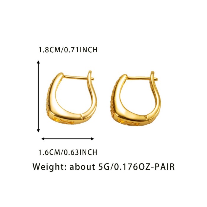 Geometric U-Shape Hoop Earrings Micro Zircon