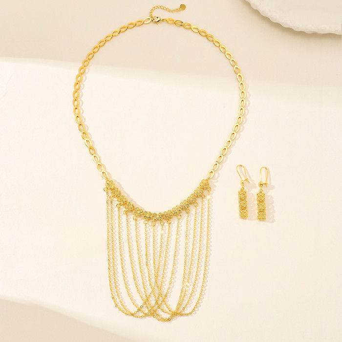 Multi-Layer Tassel Necklace & Earrings Set
