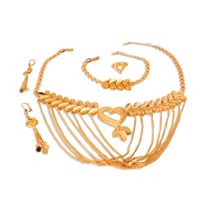 Dubai 24K Gold Wedding Jewelry Set 4-Piece