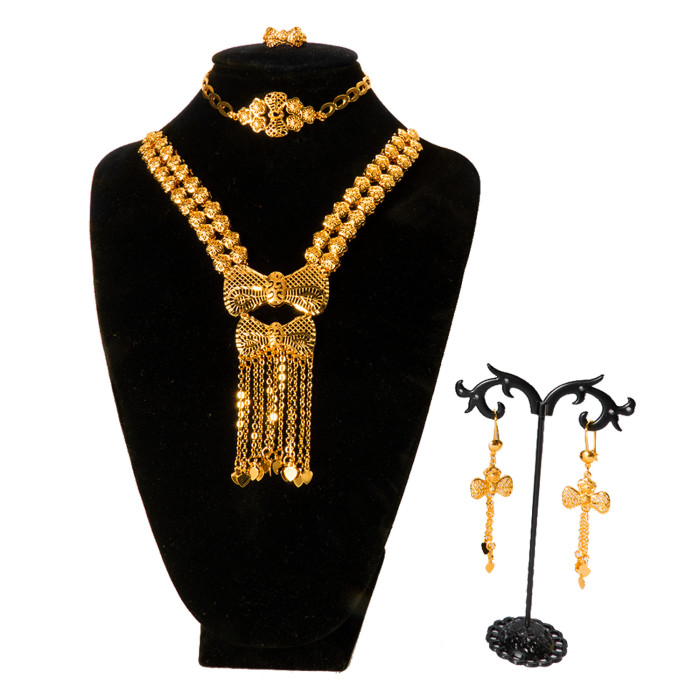 Nigerian Dubai 24K Gold Jewelry Set 3-Piece