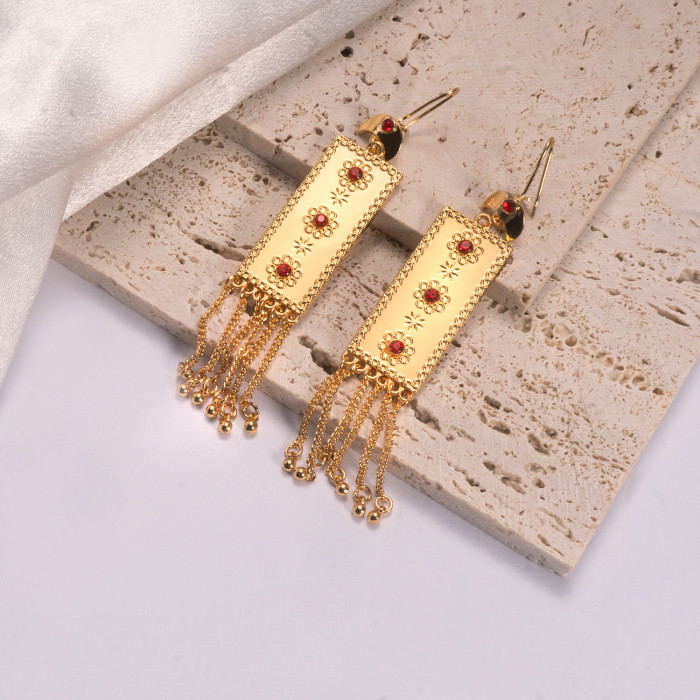 Dubai Gold Plated Tassel Earrings Bohemian Ethnic