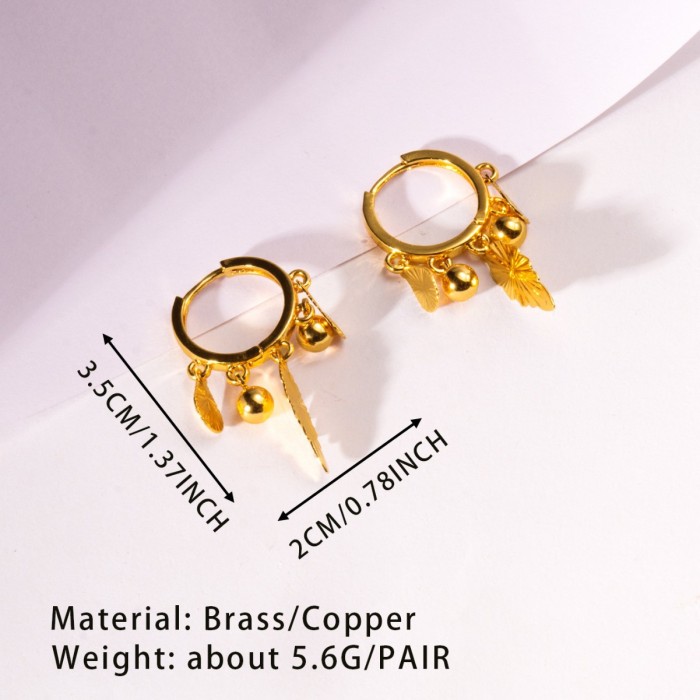 Bohemian Leaf Tassel Earrings Gold Plated