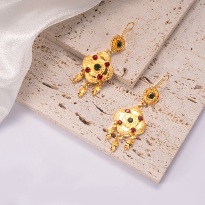 Dubai Gold Plated Tassel Earrings Bohemian Ethnic
