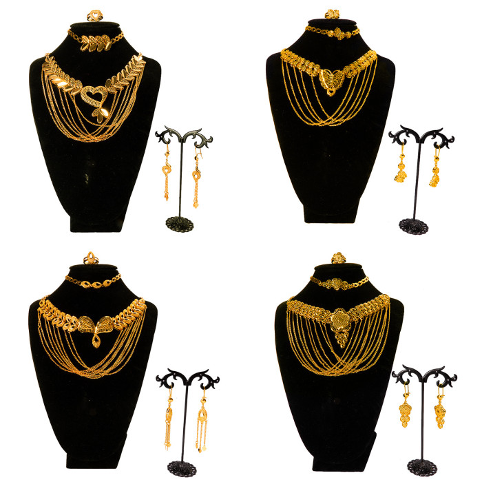 Dubai 24K Gold Wedding Jewelry Set 4-Piece