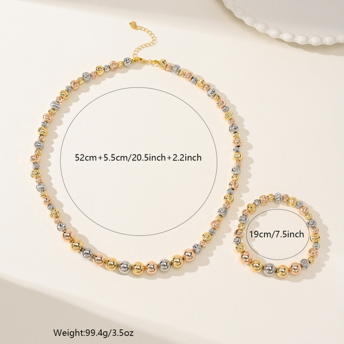 Three-Color Copper Bead Necklace Minimalist