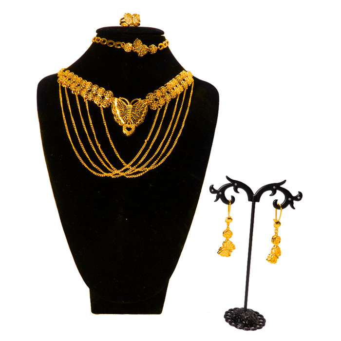 Dubai 24K Gold Wedding Jewelry Set 4-Piece