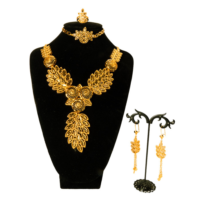 Dubai 24K Gold Plated Jewelry Set 4-Piece