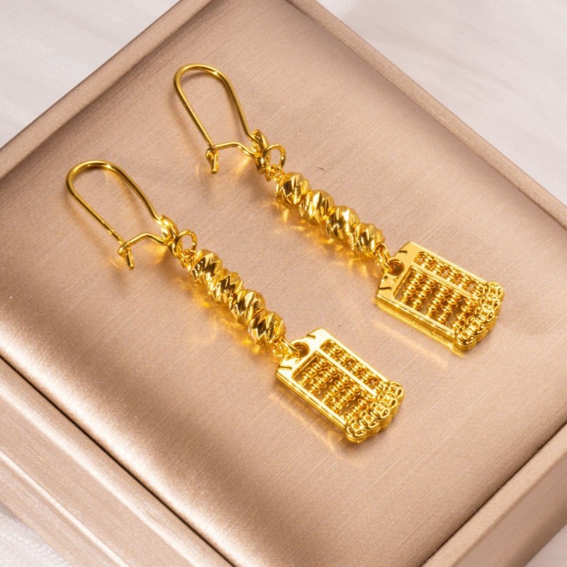 Vietnamese Geometric Long Tassel Abacus Earrings
