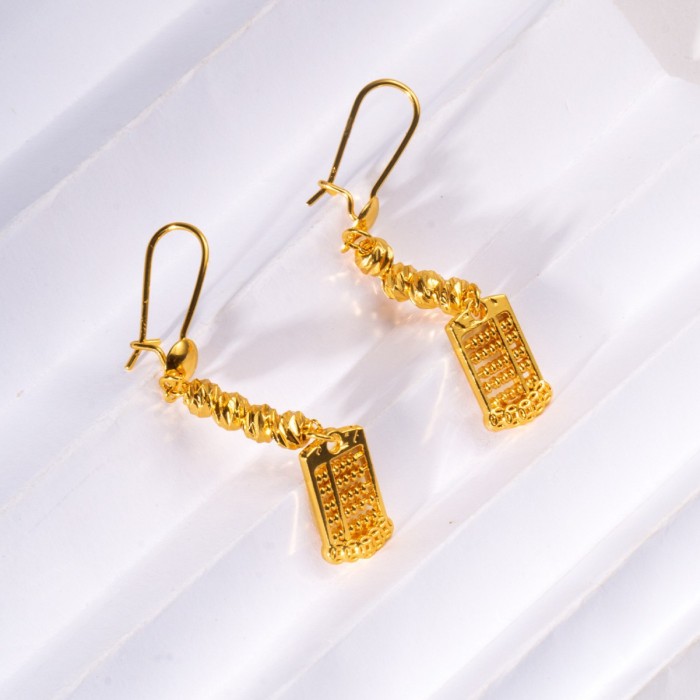 Vietnamese Geometric Long Tassel Abacus Earrings