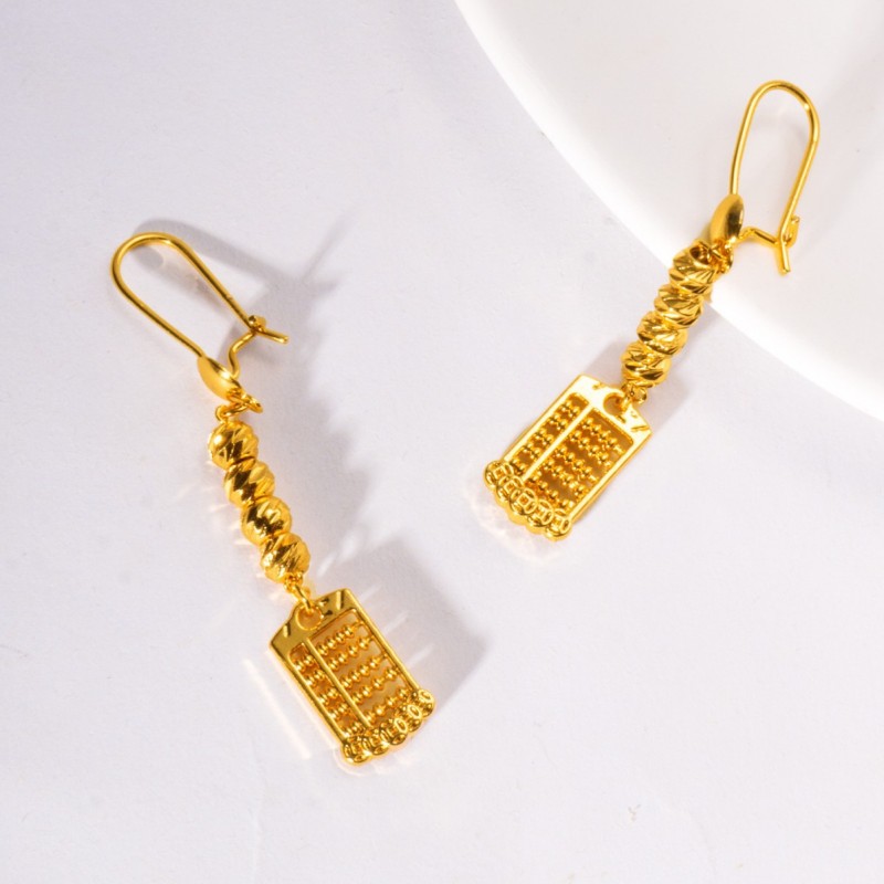 Vietnamese Geometric Long Tassel Abacus Earrings