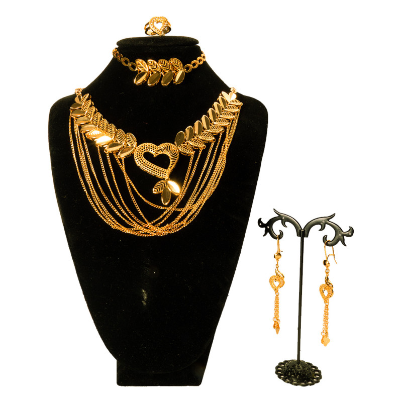 Dubai 24K Gold Wedding Jewelry Set 4-Piece