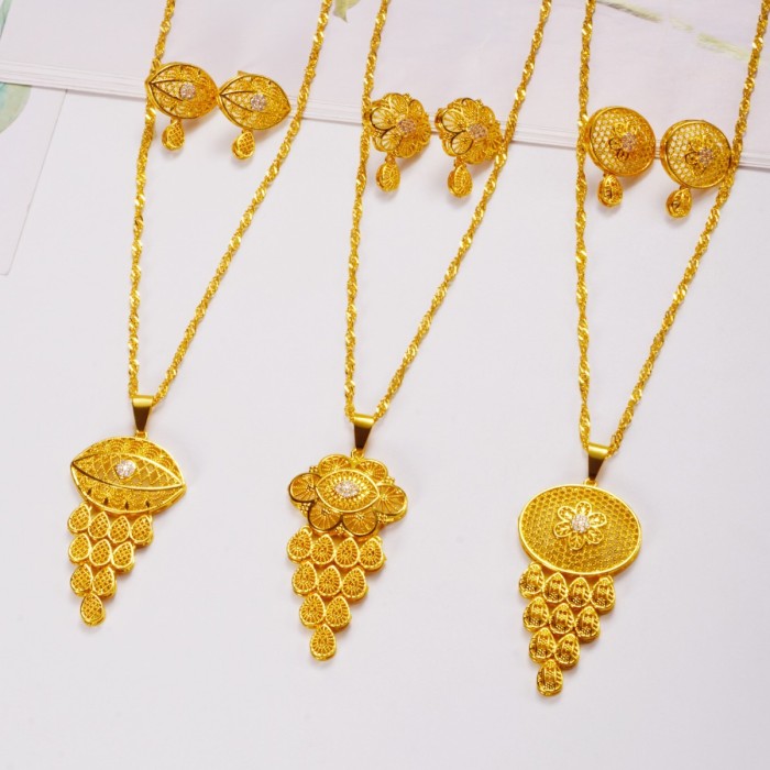 African Dubai Bridal Gold Plated Jewelry Set