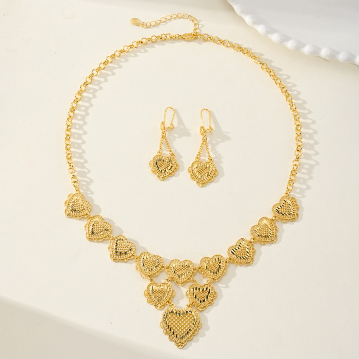 Dubai Heart Shaped Gold Plated Jewelry Set