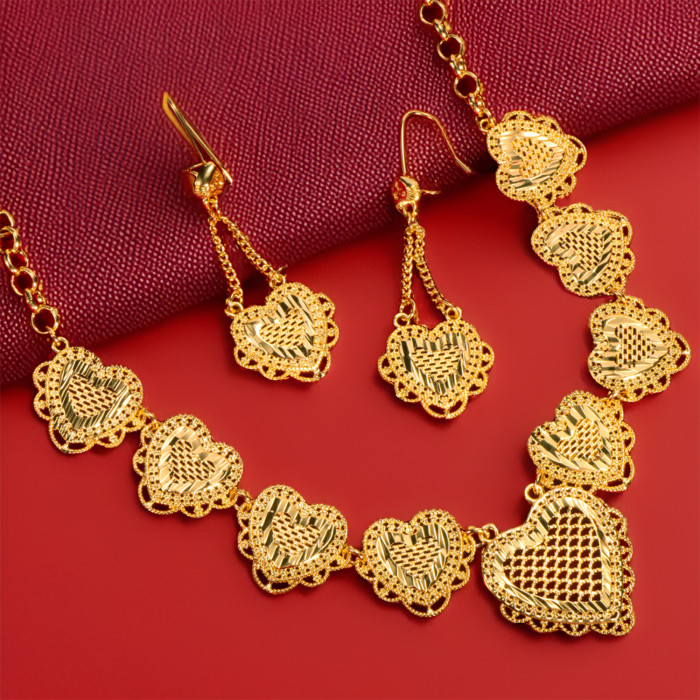 Dubai Heart Shaped Gold Plated Jewelry Set