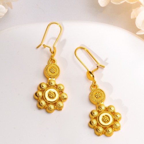 Cross-border Vietnamese gold-plated geometric long tassel abacus earrings, made of durable copper with a 24K gold coating that won't fade, featuring square pendants