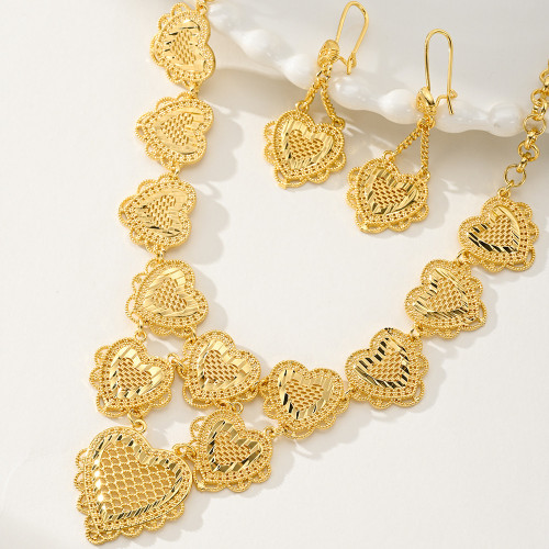 Dubai Heart Shaped Gold Plated Jewelry Set