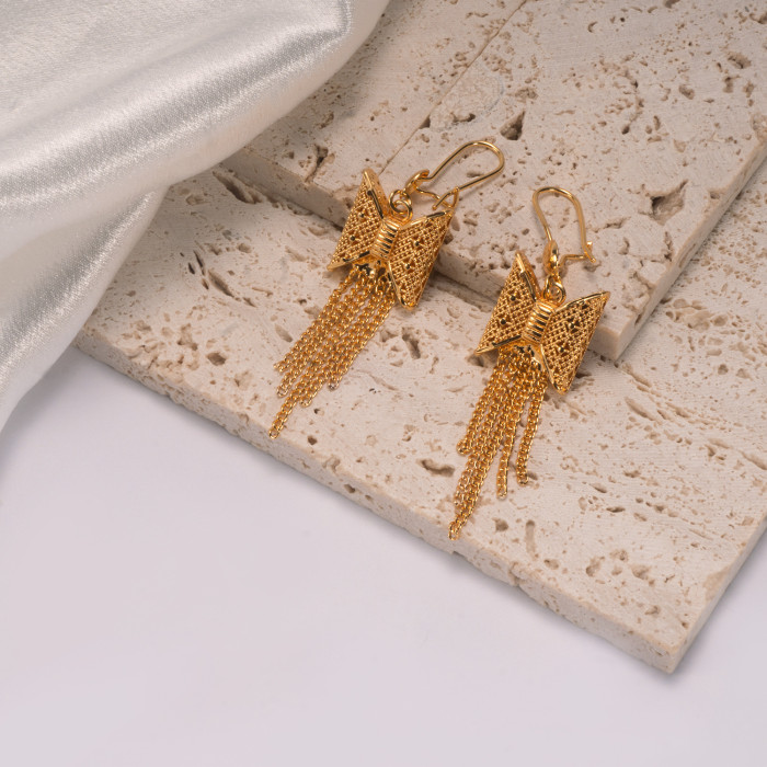 Banquet Style 24K Gold Plated Tassel Earrings