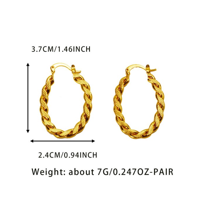 European and American cross-border fashion twisted snake-patterned copper-plated gold spiral earrings, simple 24K gold stud earrings, wholesale of unique accessories