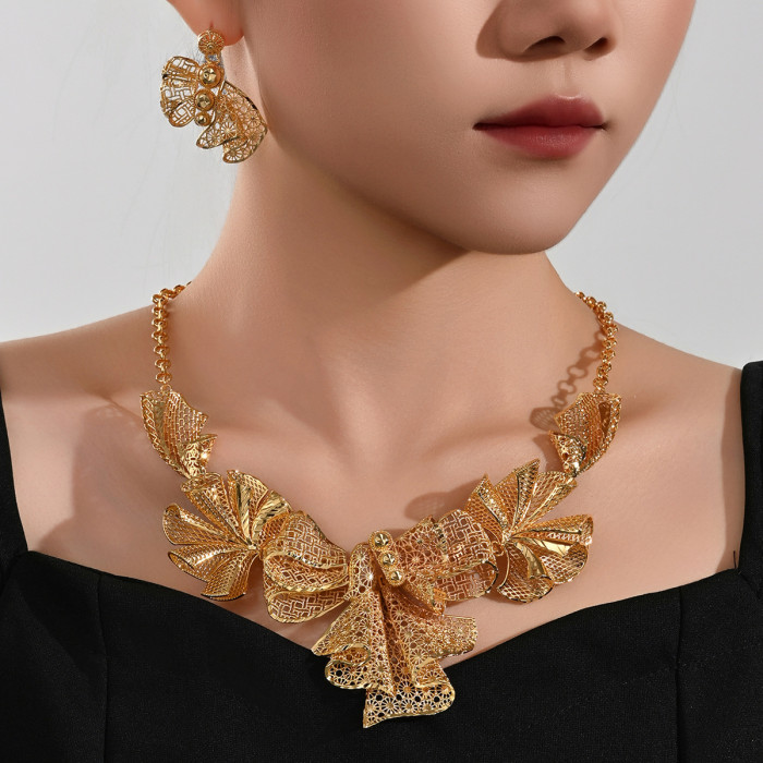 Indian Dubai Gold Plated Jewelry Set 2-Piece