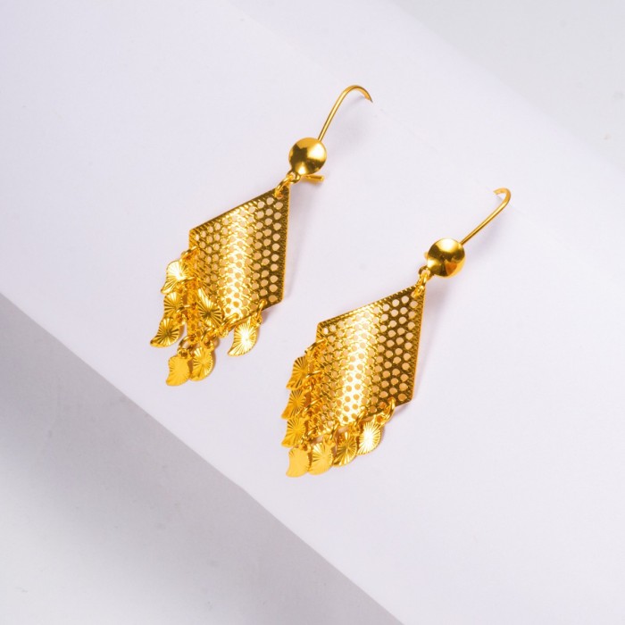 Cross-border ethnic-style peacock earrings, gold tassel earrings, bohemian leaf pendants, wholesale for tourist attractions