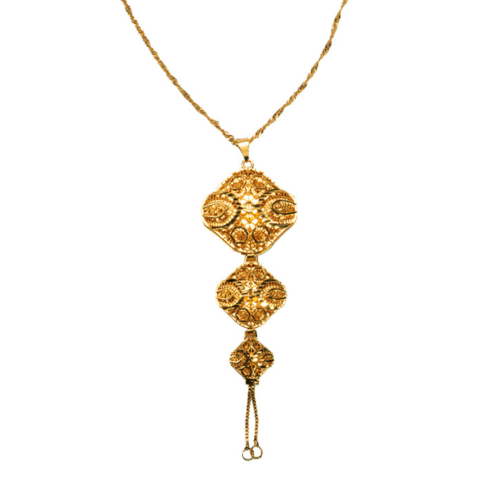 Dubai cross-border gold-plated necklace, Indian and Nigerian style, round geometric design, exaggerated gold-plated pendant, bridal wedding jewelry