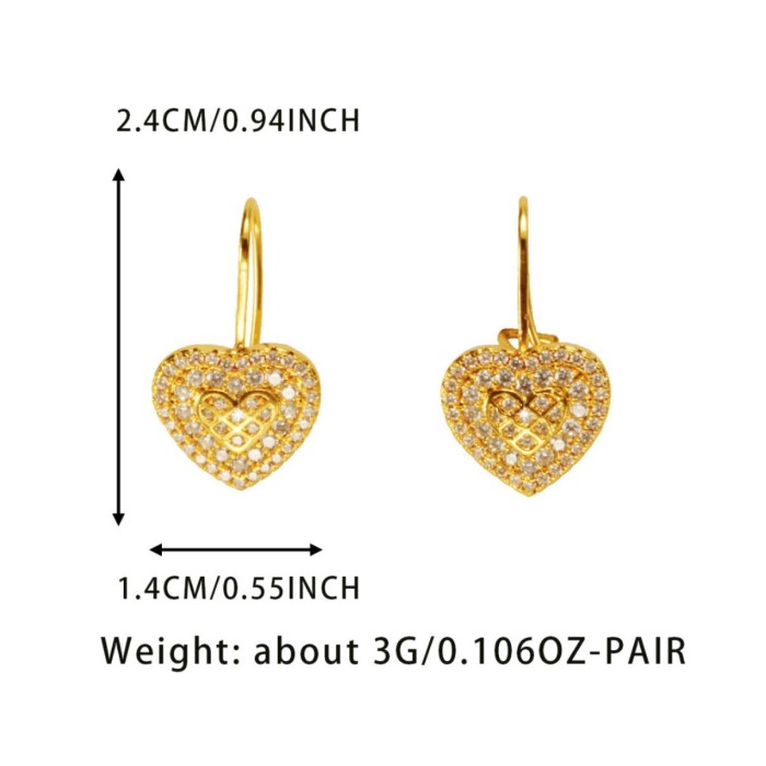 Zircon Heart Shaped Earrings Fashionable