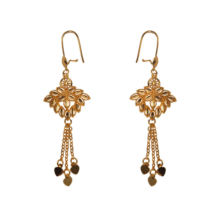 Dubai Bridal Floral Tassel Earrings
