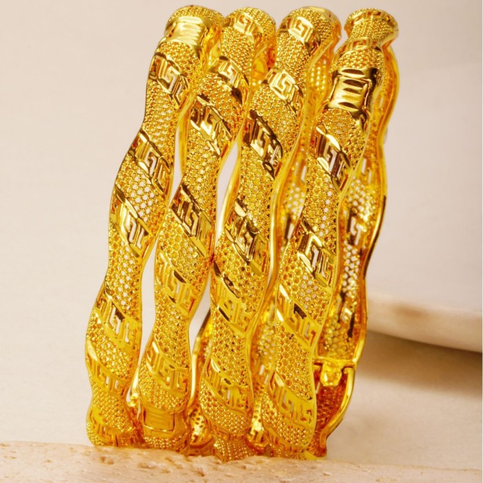 Huixing Copper Open Bangle, Middle Eastern Style, 24K Gold-Plated, Fashionable Women's Bracelet, European and American Style, Nigerian Jewelry, Bracelet