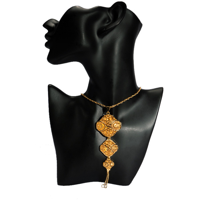 Dubai cross-border gold-plated necklace, Indian and Nigerian style, round geometric design, exaggerated gold-plated pendant, bridal wedding jewelry