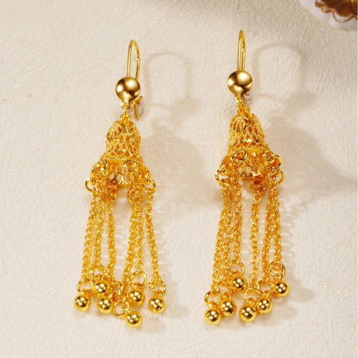 Light Luxury Lantern Tassel Earrings