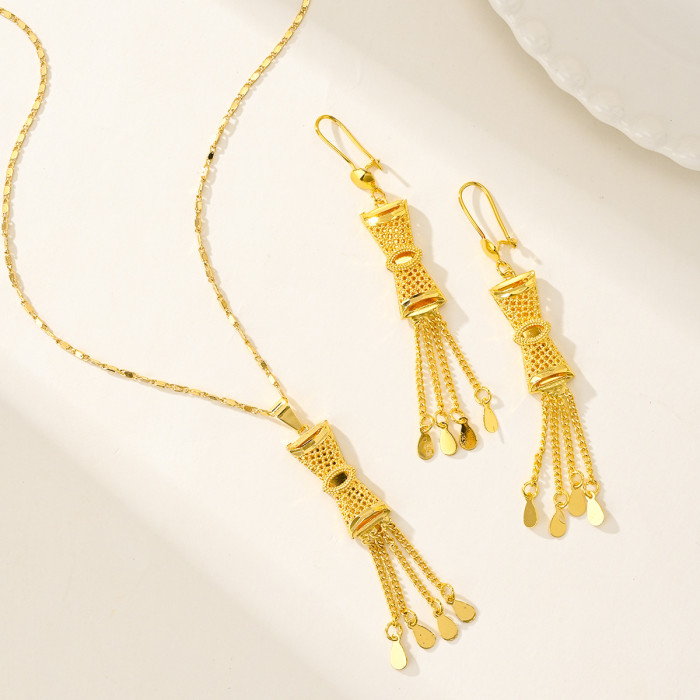 Huixing Saudi Arabia copper gold-plated jewelry set, women's bridal wedding bow necklace and earring set