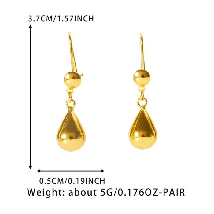 Water Drop Gold Plated Earrings for Women, European Minimalist Luxury Jewelry Wholesale