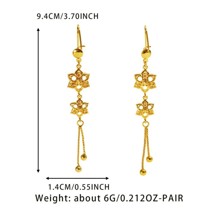 Tassel Brass Gold Plated Earrings for Women, Vietnamese Jewelry Wholesale