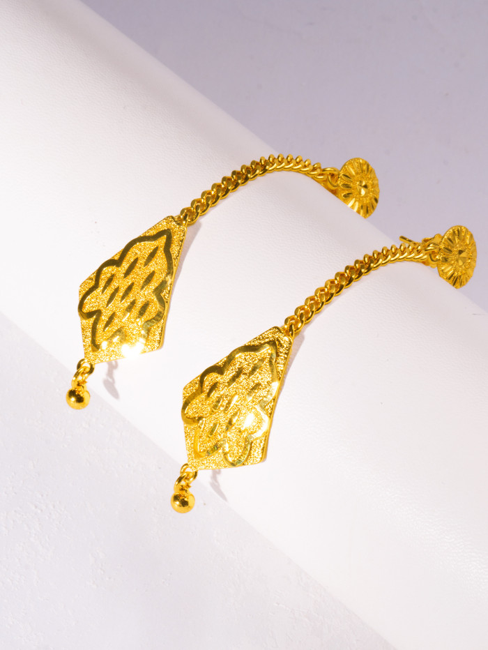 Tassel Long Brass Gold Plated Earrings for Women, Dubai Nigerian Jewelry Wholesale