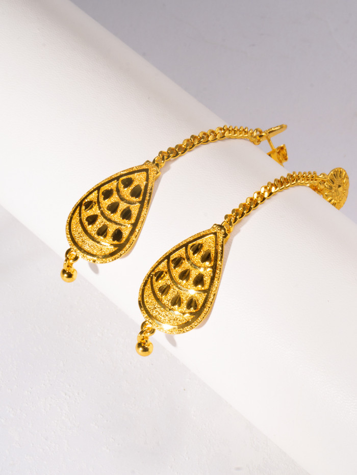 Tassel Long Brass Gold Plated Earrings for Women, Dubai Nigerian Jewelry Wholesale