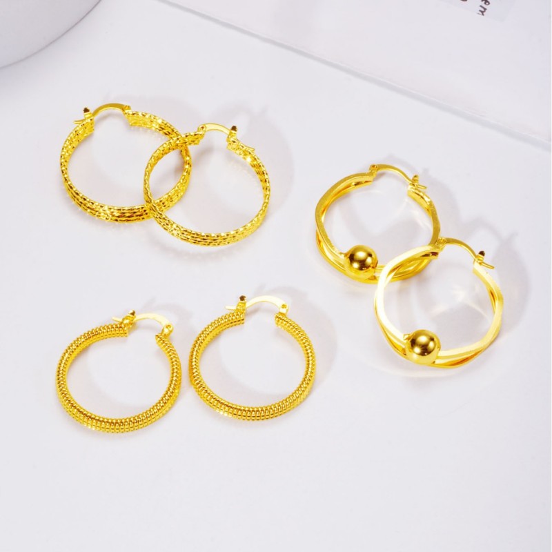 Gold Plated Earrings for Women, Middle East Vintage French Jewelry Wholesale