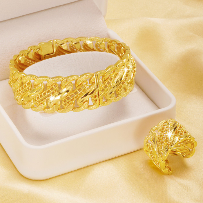 Twisted Rope Sand Gold Plated Bangle Bracelet for Women, Vietnamese Fashion Jewelry Wholesale