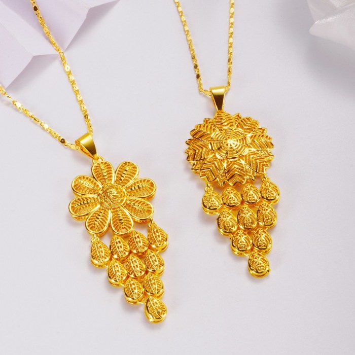 Tassel Brass Gold Plated Jewelry Set for Women, Dubai Indian Jewelry Wholesale
