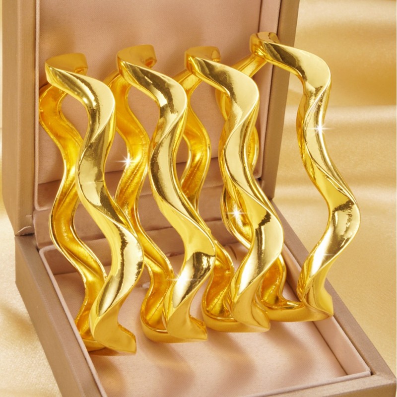 Brass Gold Plated Bangle Bracelet for Women, European Luxury Fashion Jewelry Wholesale