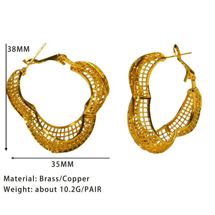 Geometric Gold Plated Earrings for Women, European Vintage French Jewelry Wholesale
