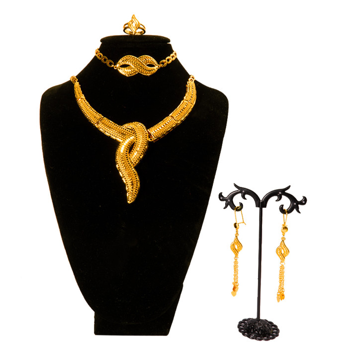 Brass Gold Plated Bridal Jewelry Set for Women, Indian Middle East Jewelry Wholesale