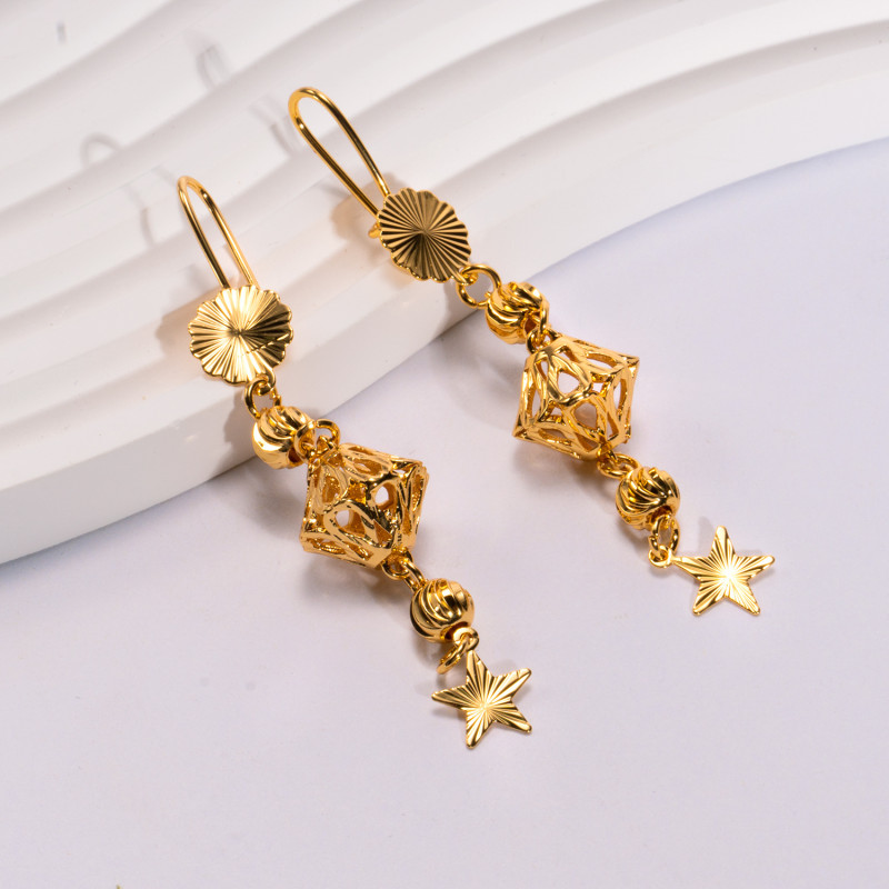 Tassel Gold Plated Bridal Earrings for Women, Dubai Middle East Bohemian Ethnic Jewelry Wholesale