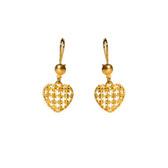 Tassel Heart Sand Gold Plated Earrings for Women, Niche Premium Jewelry Wholesale